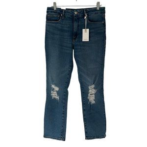 Good American Good Classic Medium Wash Blue Denim High-Rise Jeans 8/29